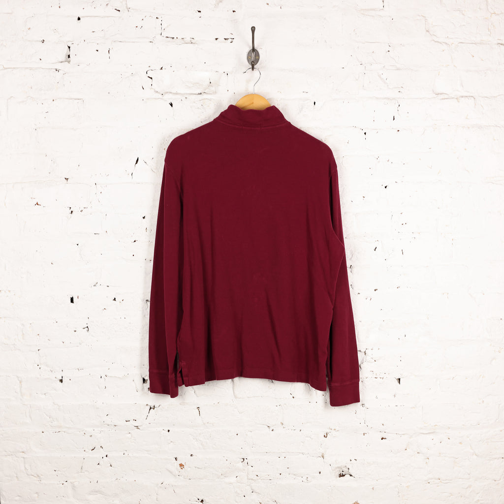 Ralph Lauren Estate Rib 1/4 Zip Sweatshirt - Maroon - M