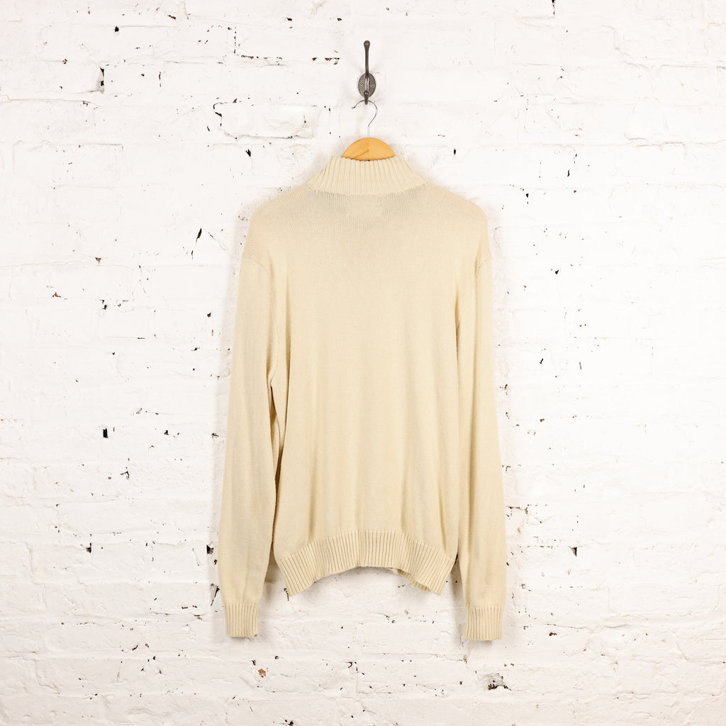 Ralph Lauren Cotton 1/4 Zip Knit Jumper - Cream - M