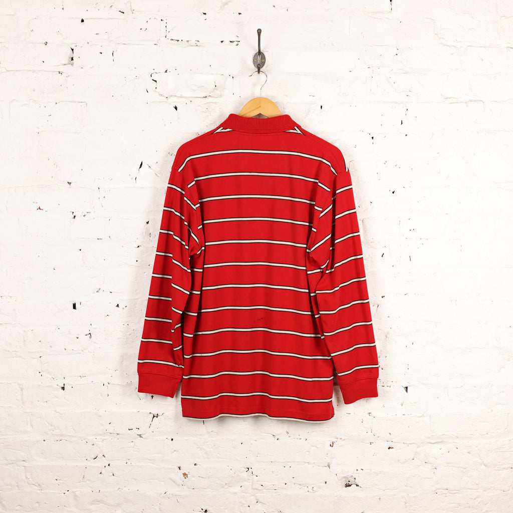 Paul and Shark Yachting Striped 90s Long Sleeve Polo Shirt - Red - XL