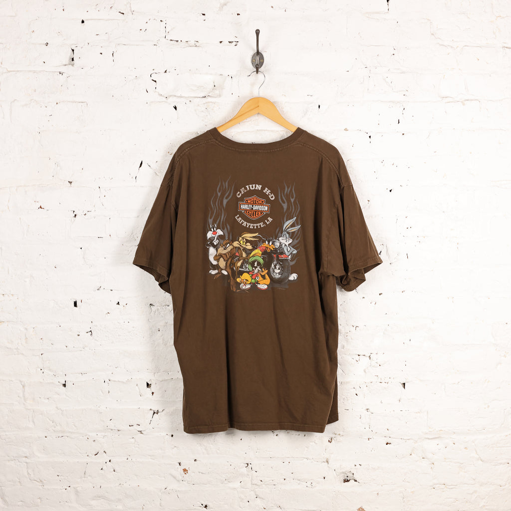 Harley Davidson Taz Looney Tunes T Shirt - Brown - XXL