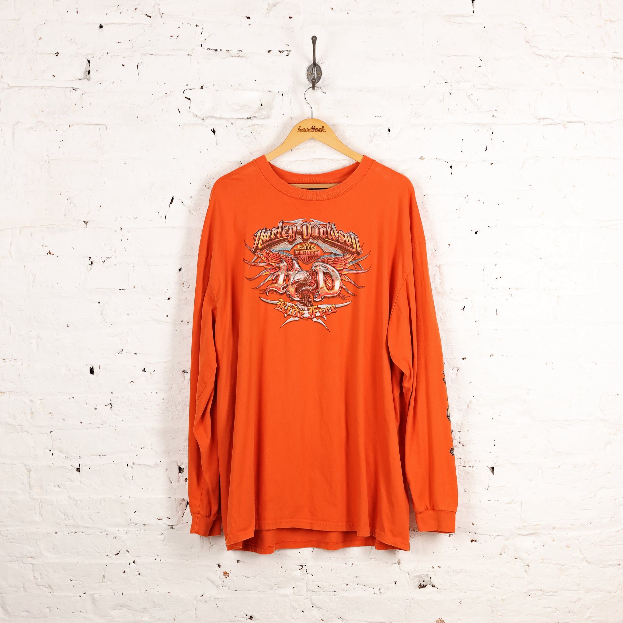 Harley Davidson Ride Free Long Sleeve Dealership T Shirt - Orange