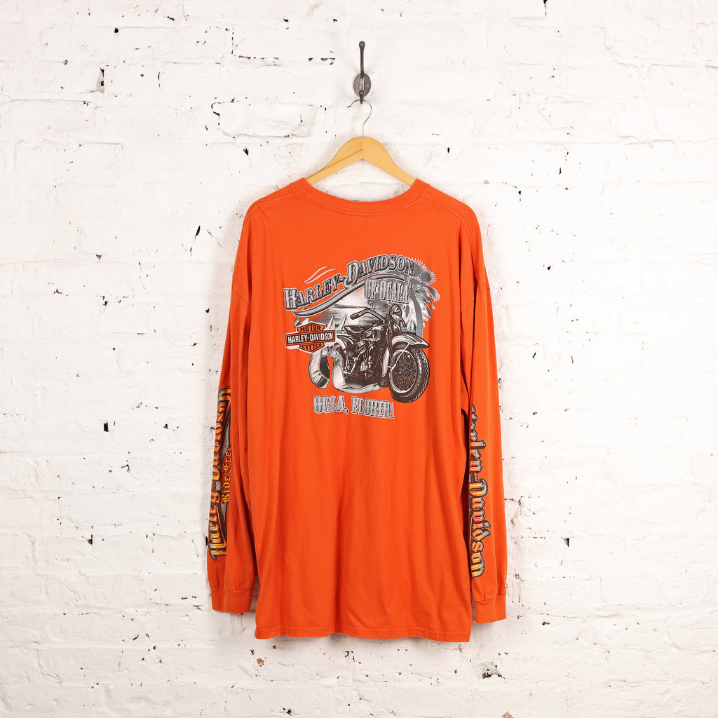 Harley Davidson Ride Free Long Sleeve Dealership T Shirt - Orange - XXXL