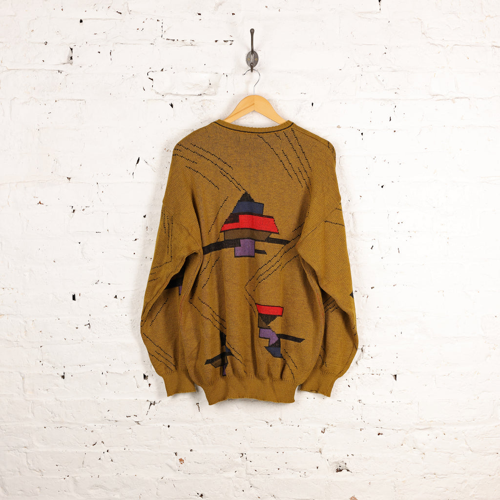 90s Pattern Knit Jumper - Gold - XL