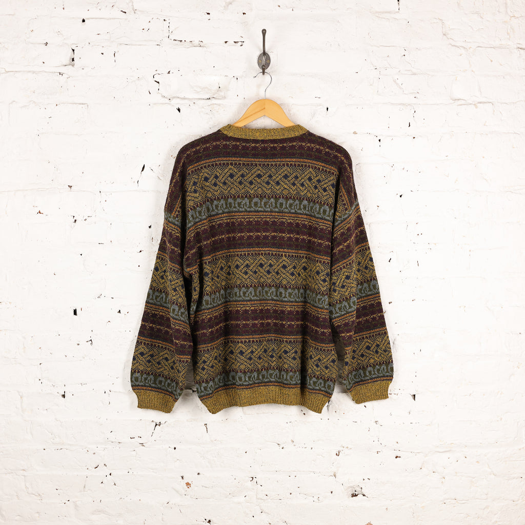 90s Pattern Knit Jumper - Gold - XL