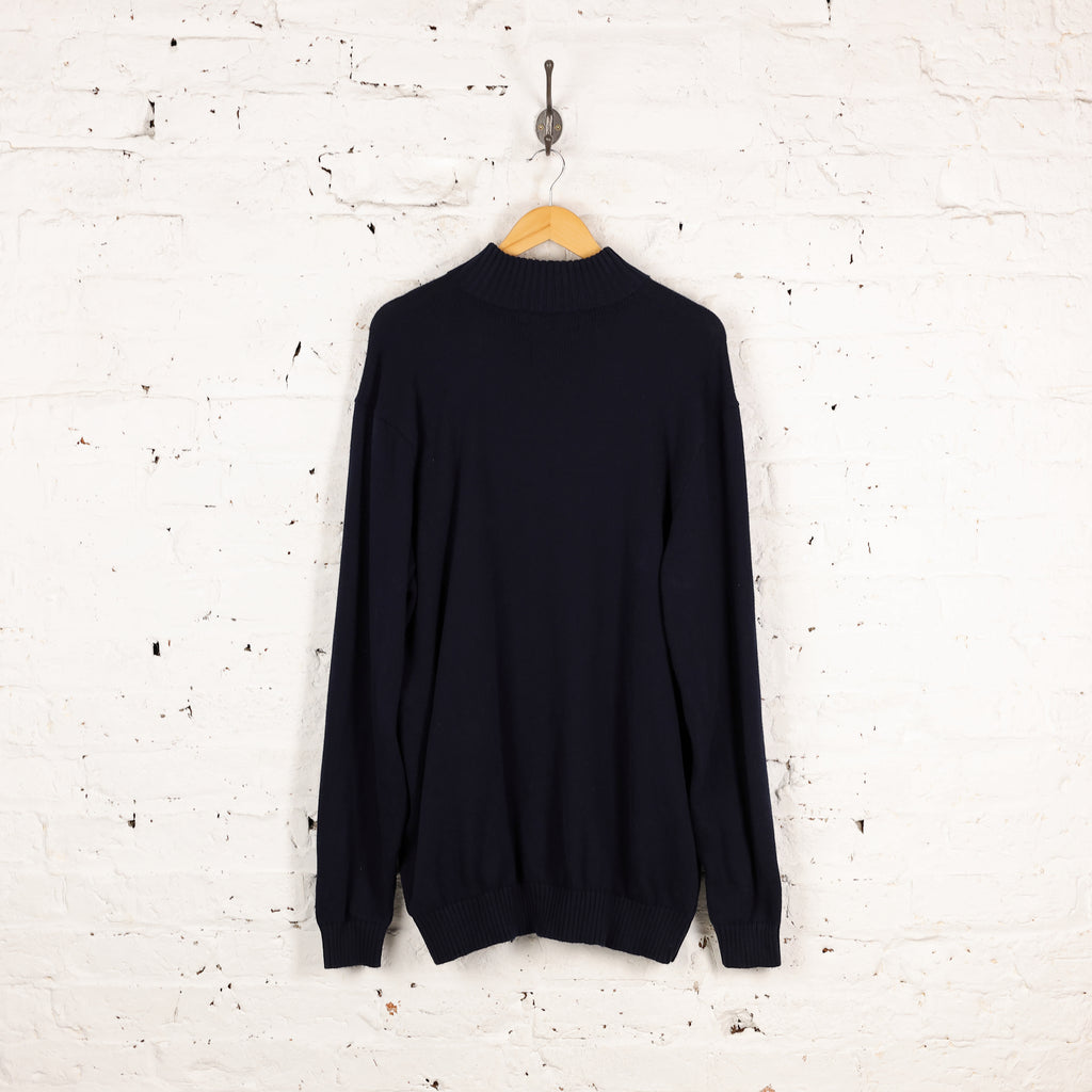 Ralph Lauren 1/4 Zip Knit Jumper - Blue - XL