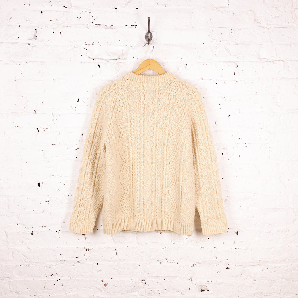 Women's Wool Cable Knit Cardigan - Cream - Women's M