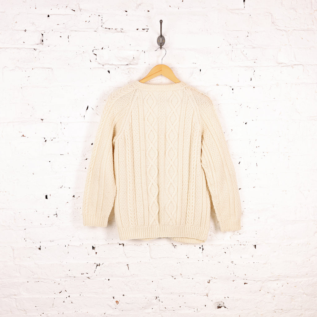 Women's Aran Cable Knit Cardigan - Cream - Women's M