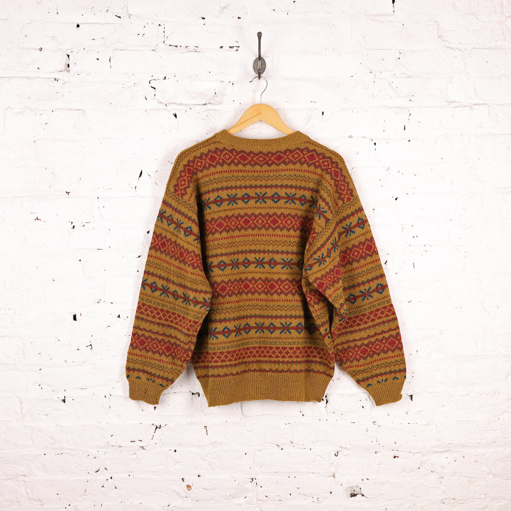 90's Pattern Knit Jumper - Gold - L