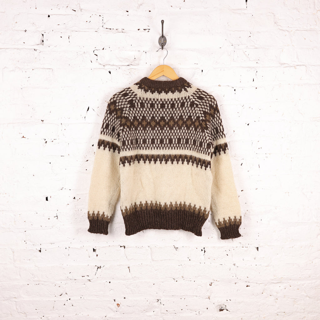 90's Pattern Knit Jumper - Brown  - S