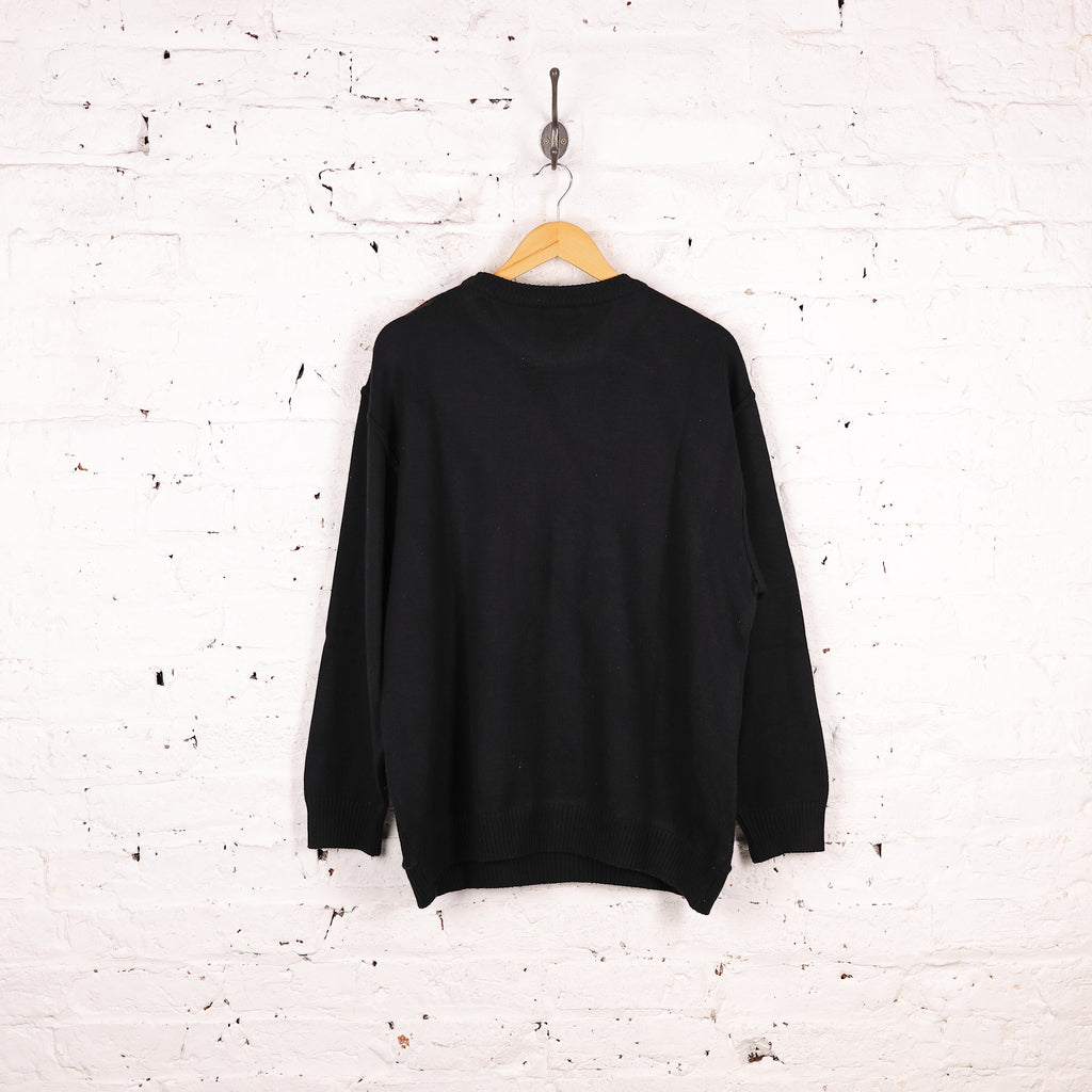 90's Pattern Knit Jumper - Black - XL