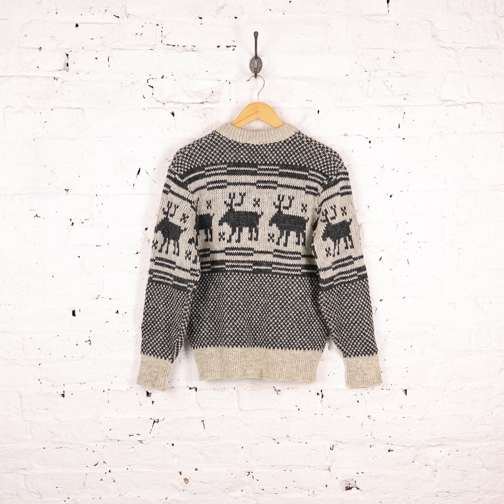 Reindeer Knit Jumper - Grey - L