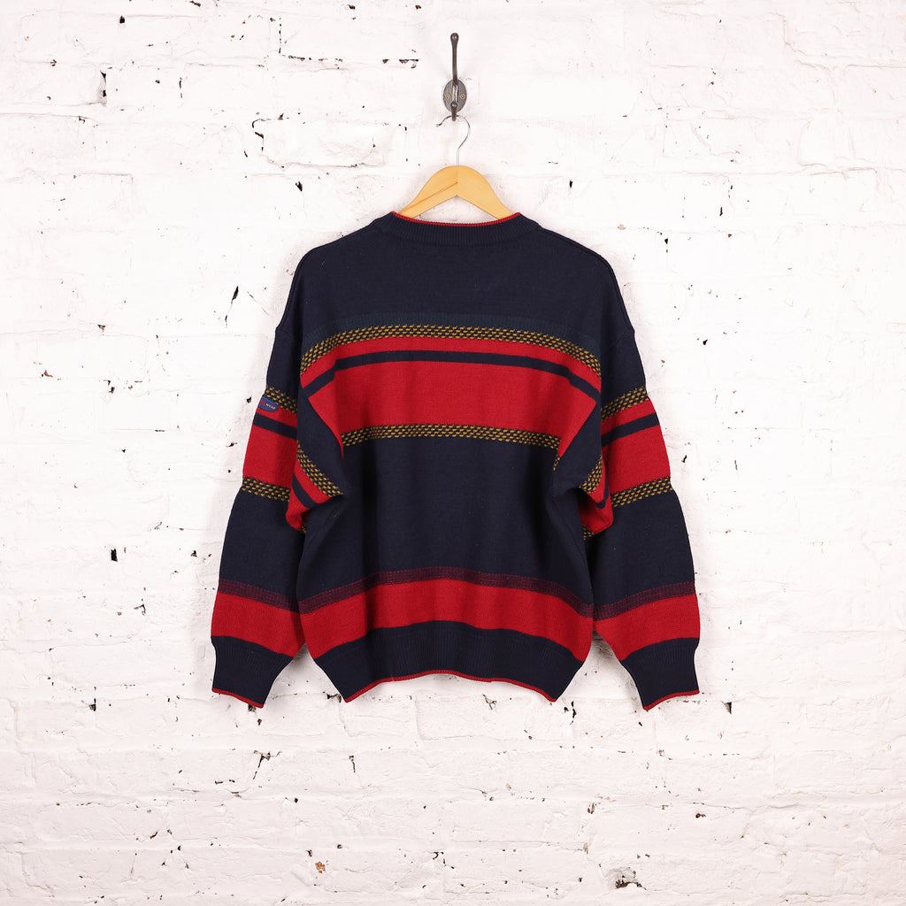 90s Pattern Knit Jumper - Blue - XL