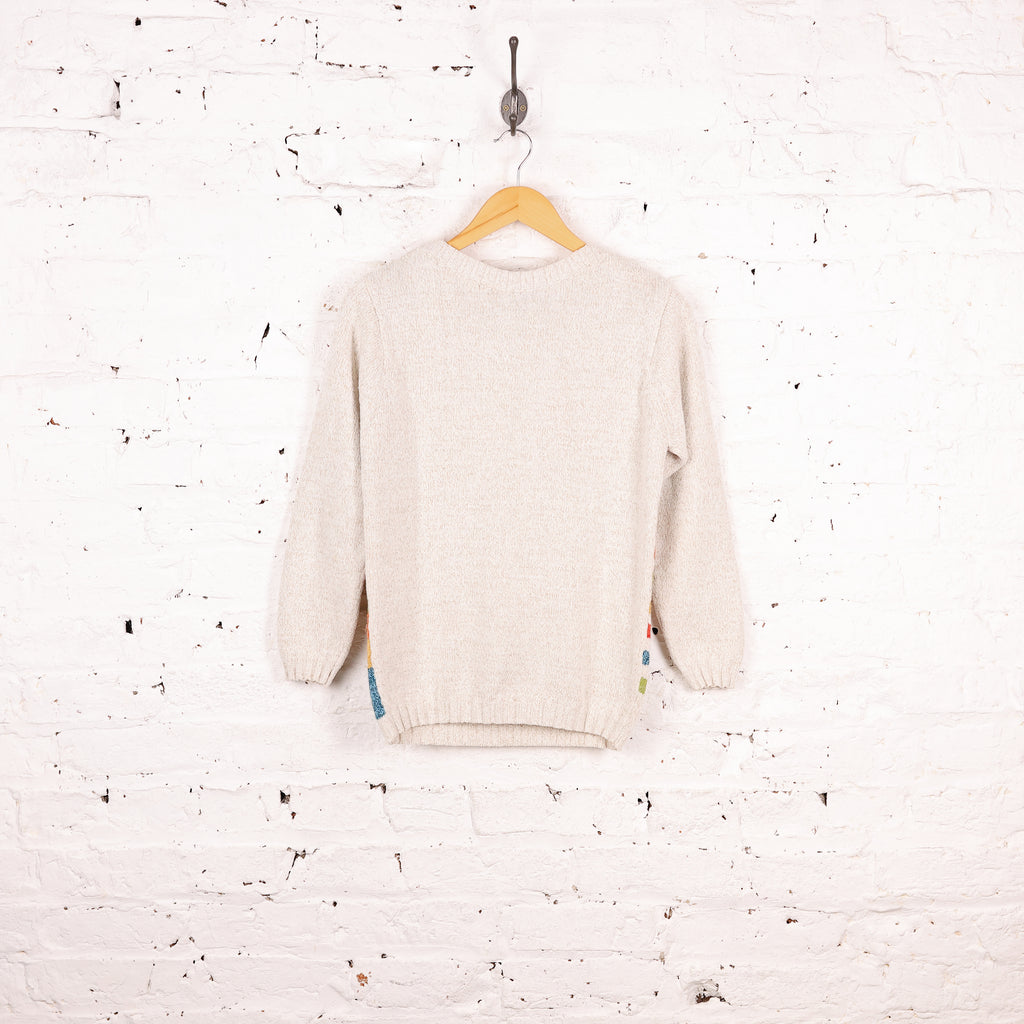 Women's 90s Pattern Knit Jumper - Beige - Women's S