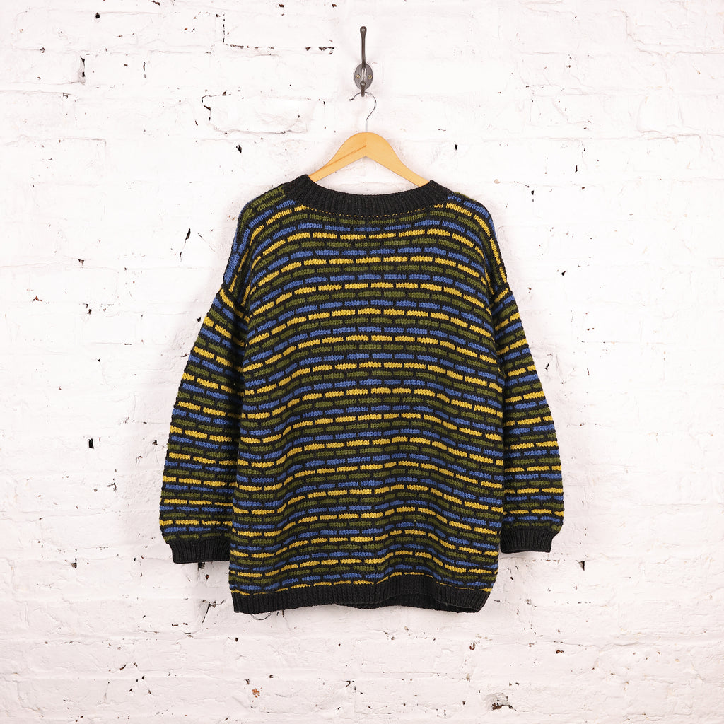 90s Hand Pattern Knit Jumper - Grey - XL