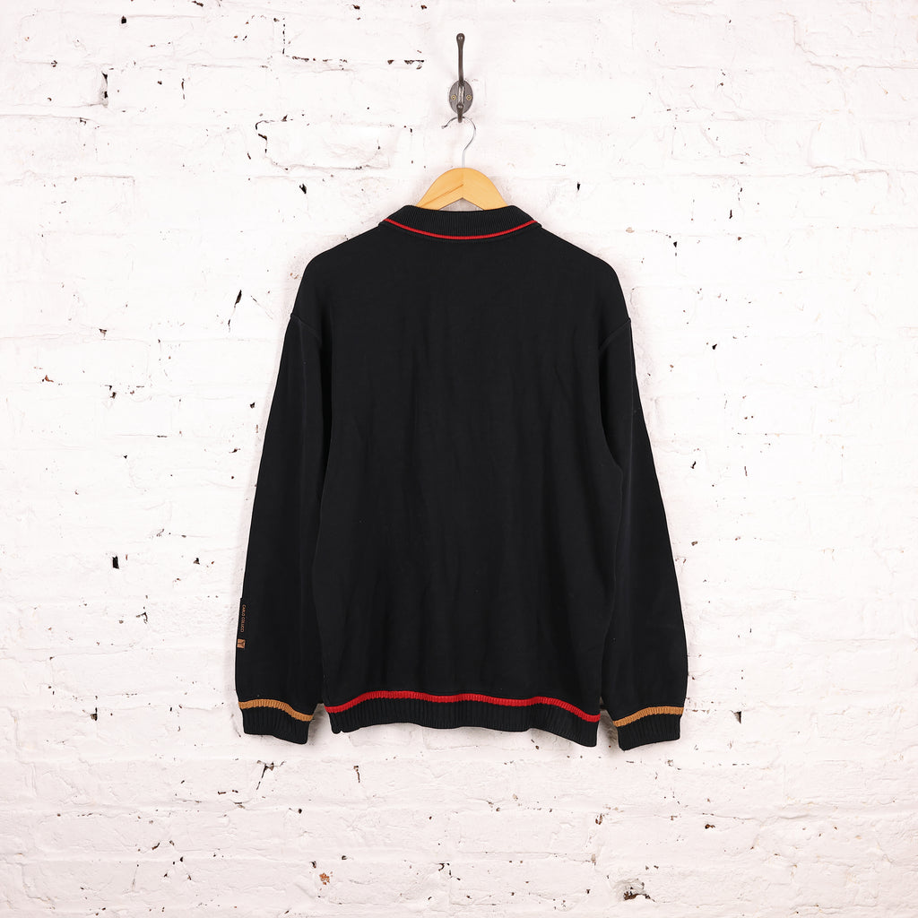 90s Collared Knit Carlo Colucci Jumper - Black - L