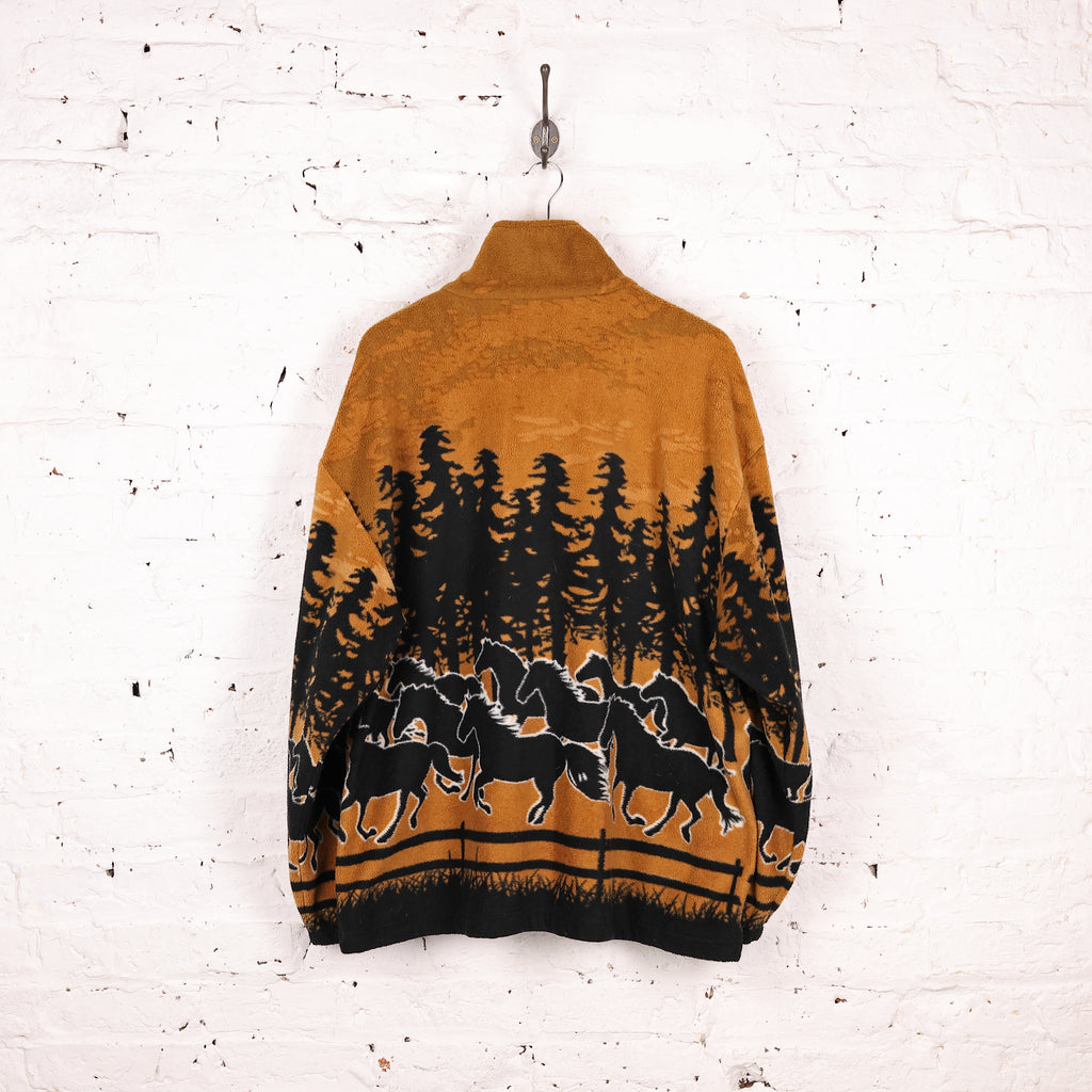 Horses Pattern Fleece - Brown - XL