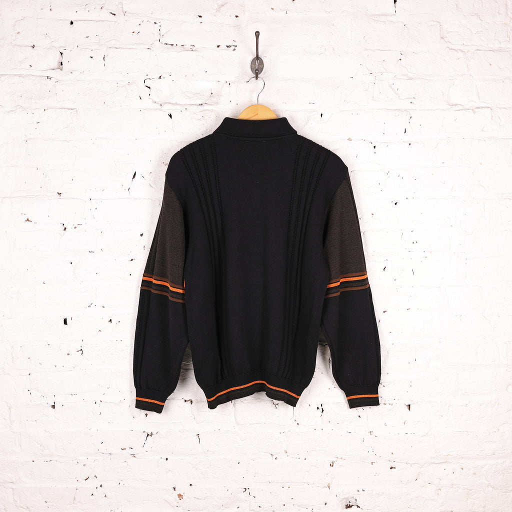 90's Pattern Knit Collared Jumper - Black - M