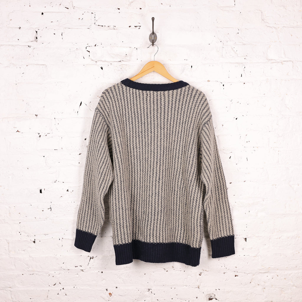 Wool Fisherman Knit Jumper - Grey - XXL