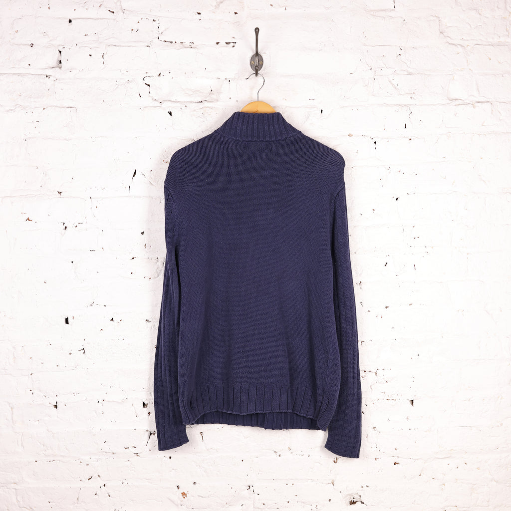 Ralph Lauren Polo Knit 1/4 Zip Jumper - Blue - L