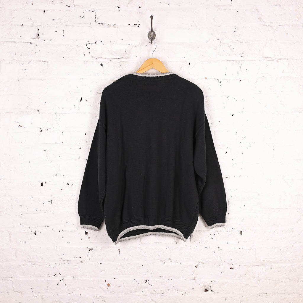 90s Pattern Knit Jumper - Black - XXL