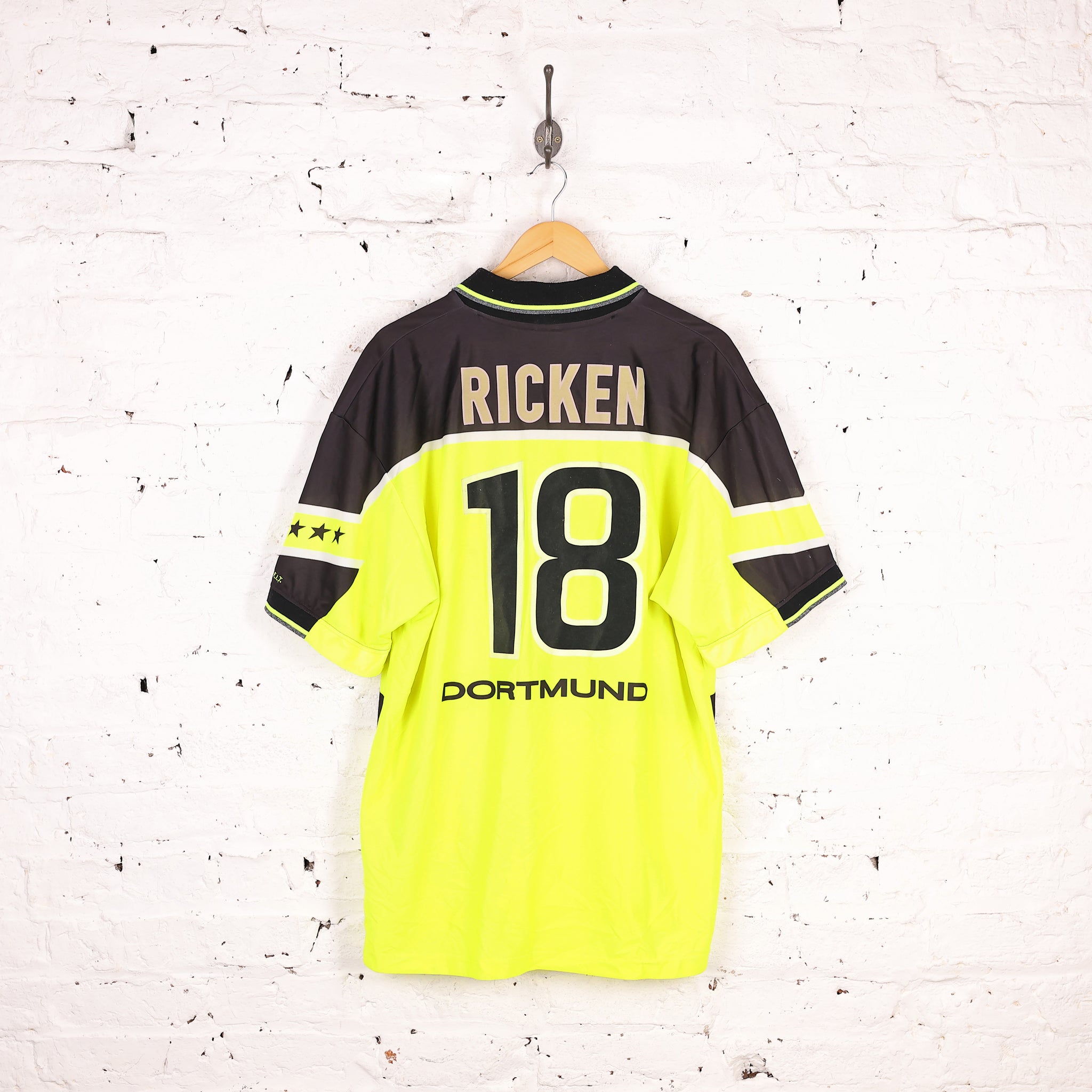 Borussia Dortmund Nike ユニフォーム Lサイズ Borussia Dortmund Ricken 1997 Nike Home Football Shirt - Yellow
