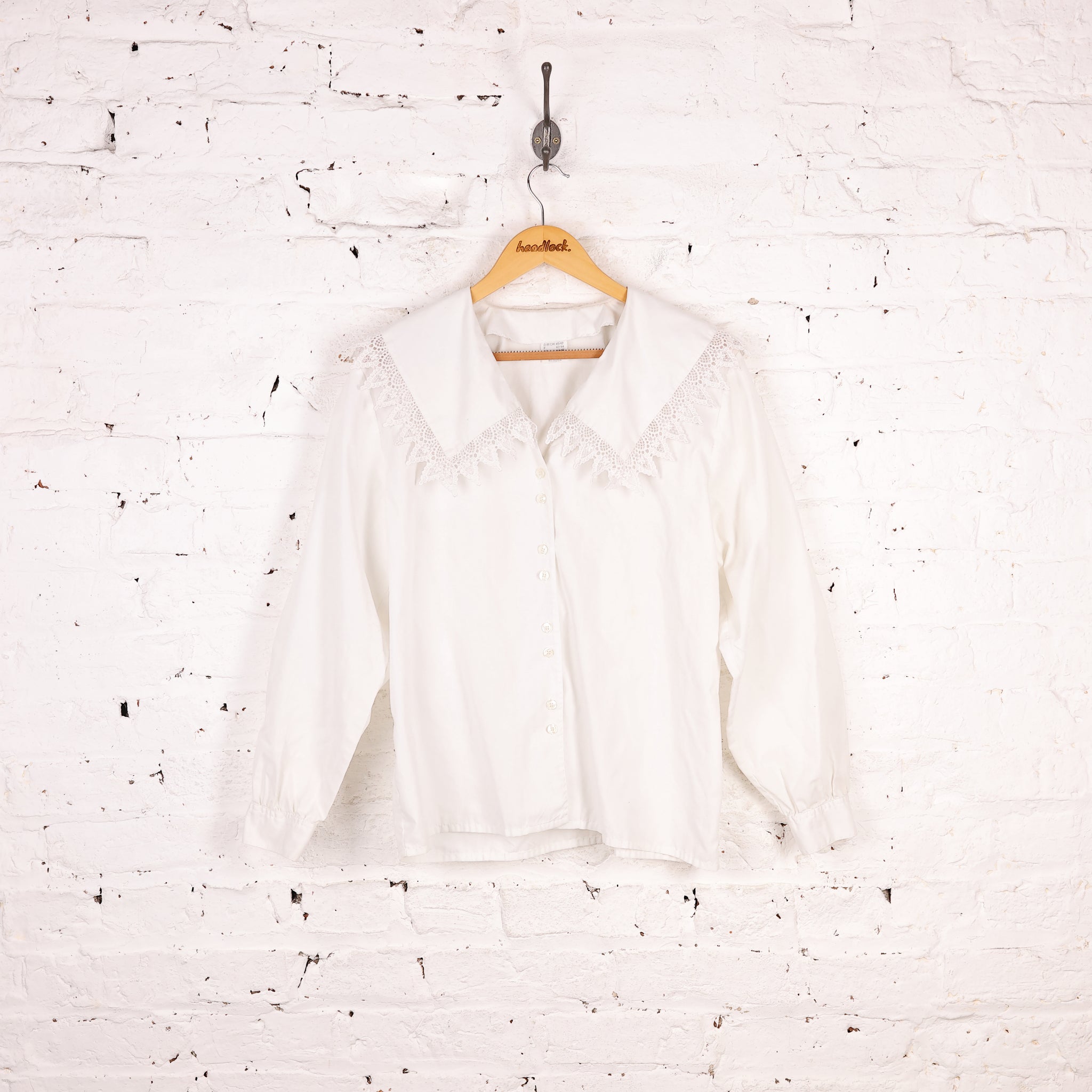 Women's Large Collar Lace Blouse - White - Women's M – Headlock