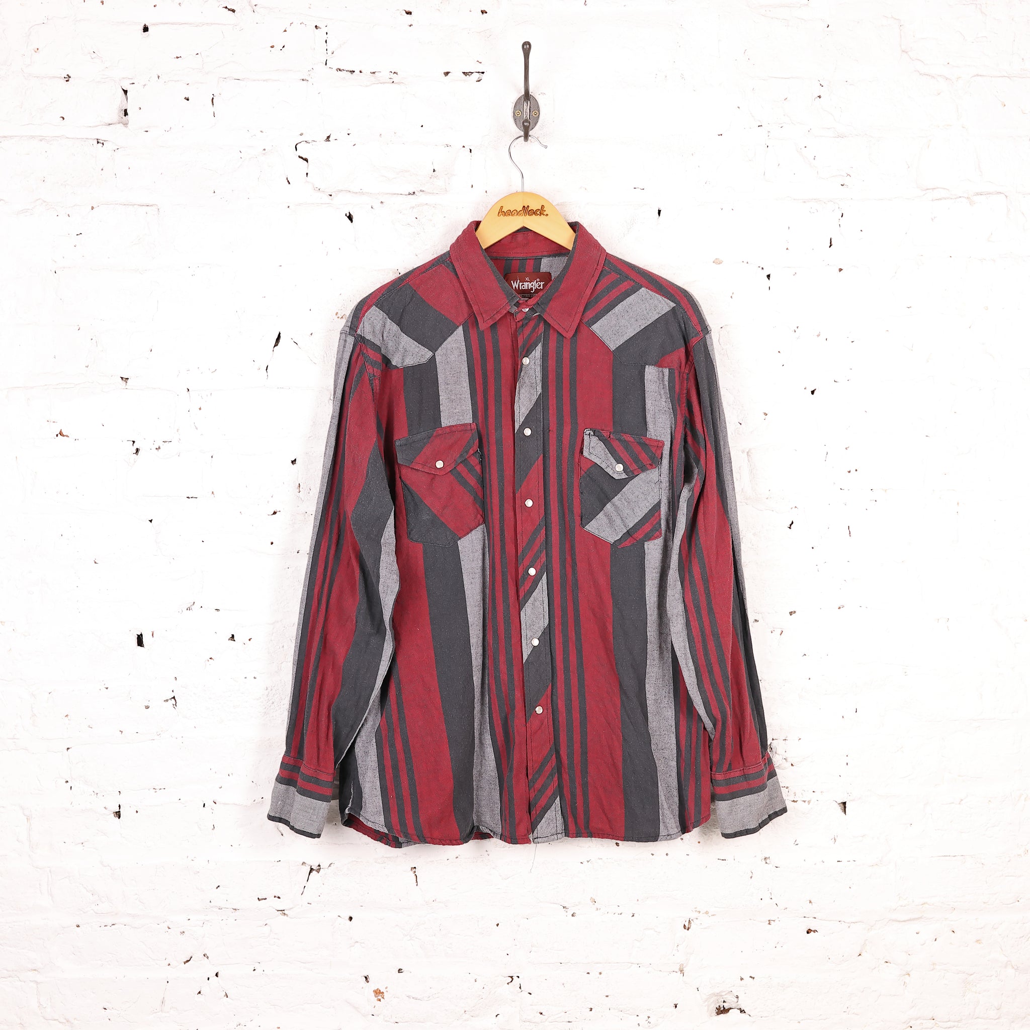 Wrangler Striped Western Shirt - Red - XL – Headlock