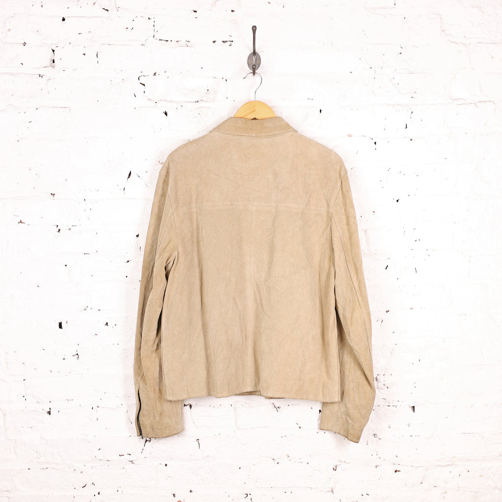 Women's Leather Blazer Jacket - Beige - Women's L