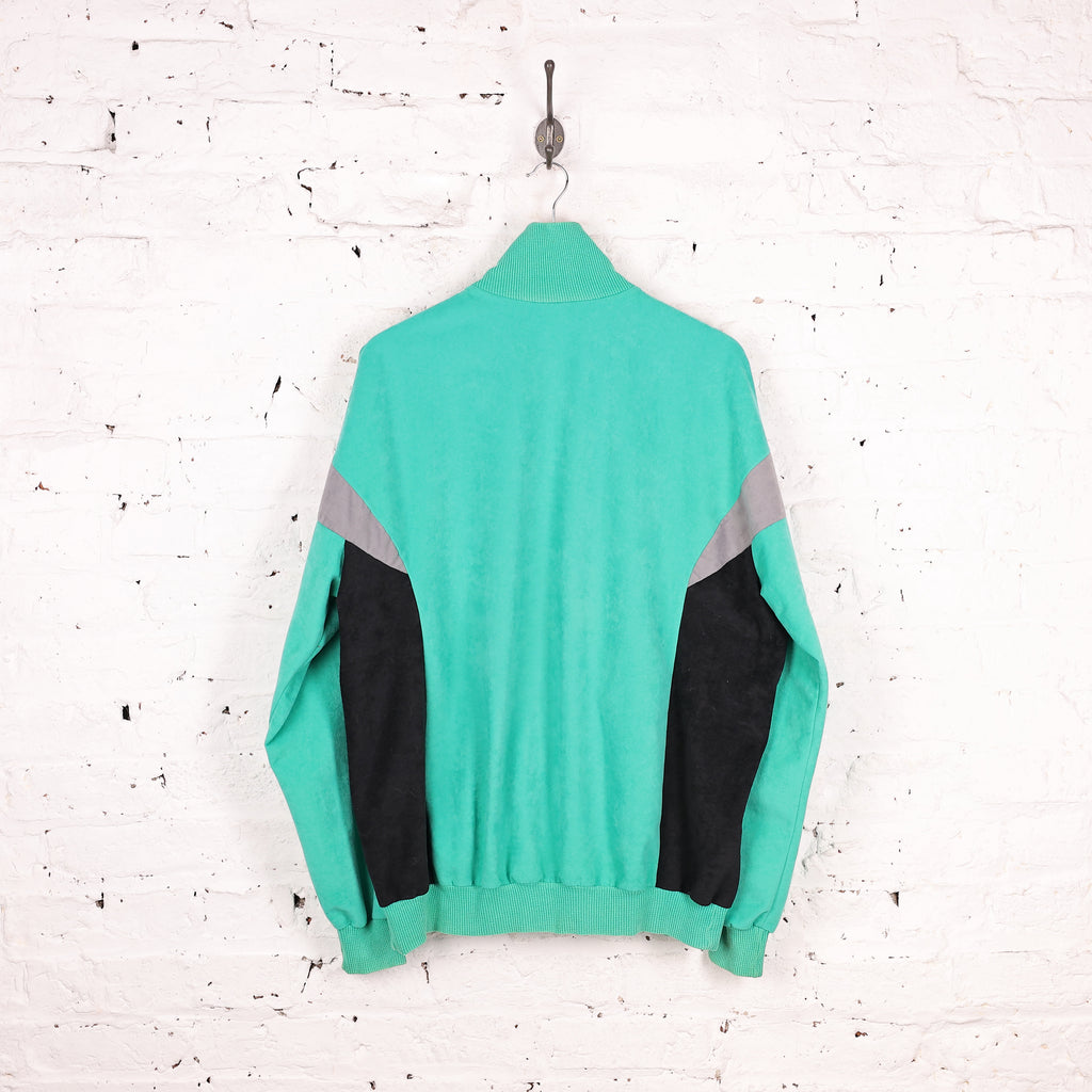90s Adidas Ventex Velour Tracksuit Top Jacket - Green - L