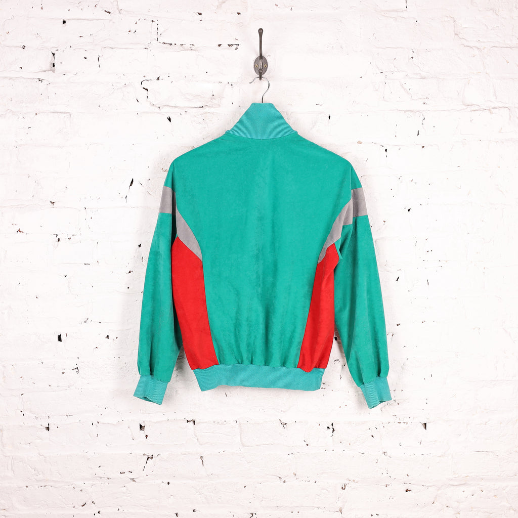 Adidas Ventex Velour 80s Tracksuit Top Jacket - Green - S