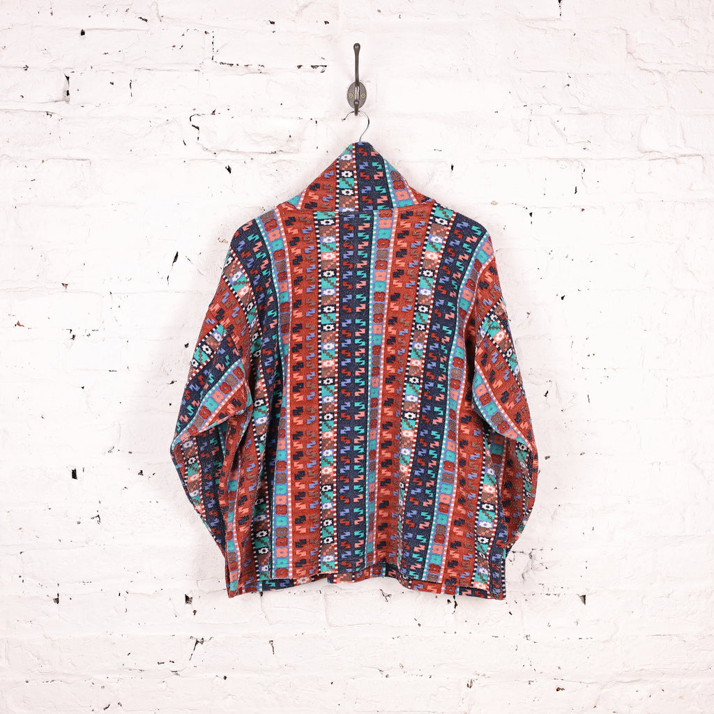 90s Pattern 1/4 Zip Fleece - Red - M