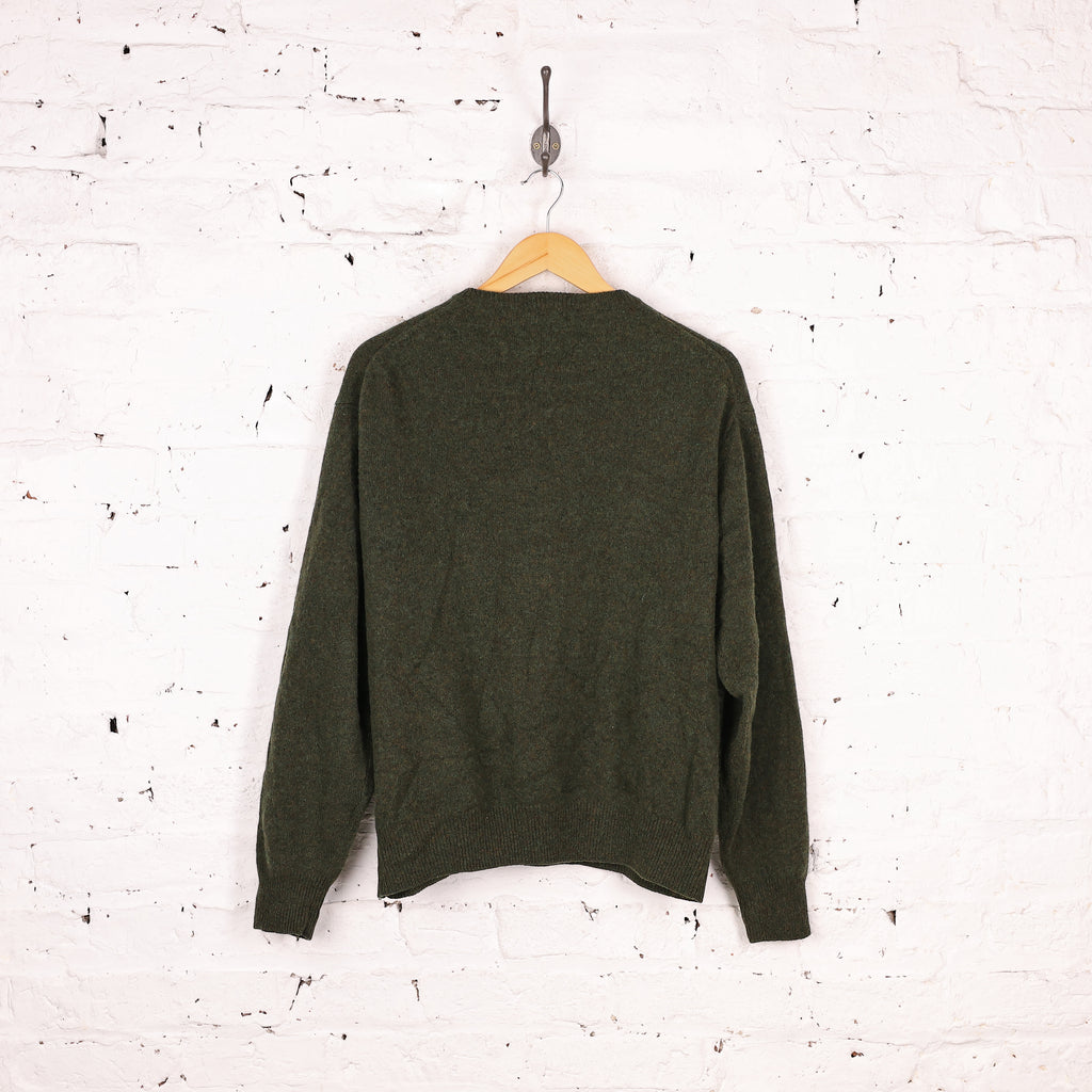 Gant V Neck Lambswool Knit Jumper - Green - L
