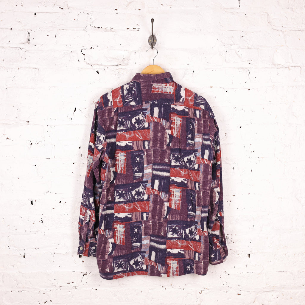 90s Patterned Flannel Shirt - Purple - L