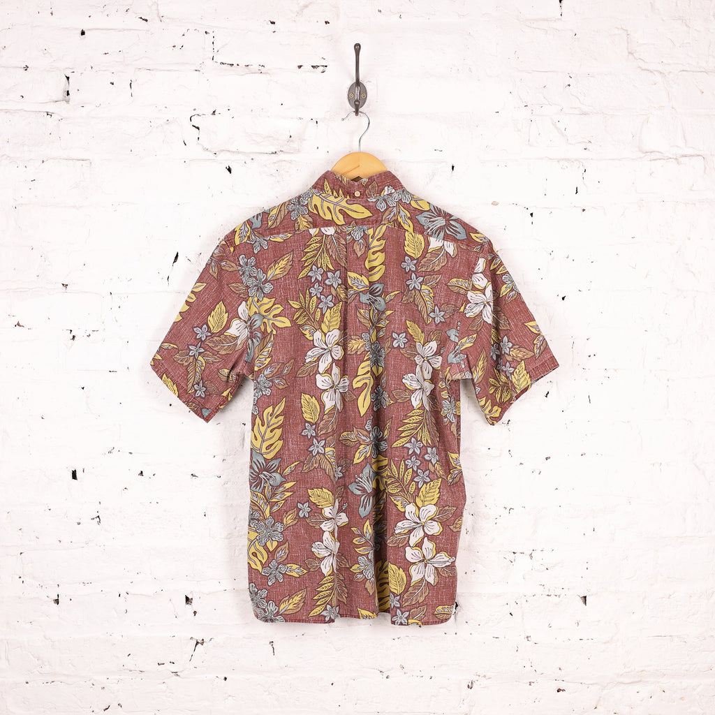 90s Hawaiian Floral Pattern Shirt - Brown - M