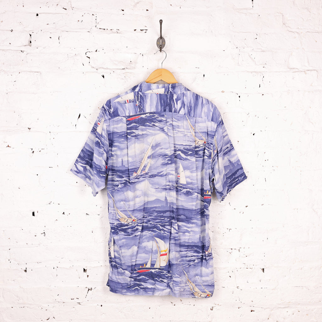 Nautica Hawaiian Boat Pattern Shirt - Blue - M