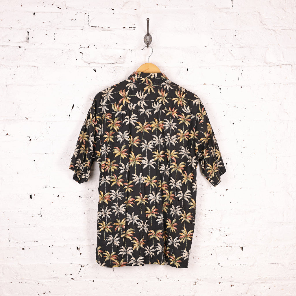 90s Hawaiian Pattern Shirt - Black - L