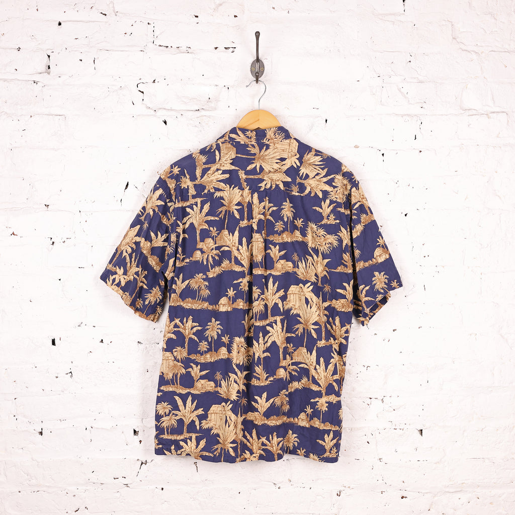 90s Hawaiian Pattern Shirt - Navy - XL