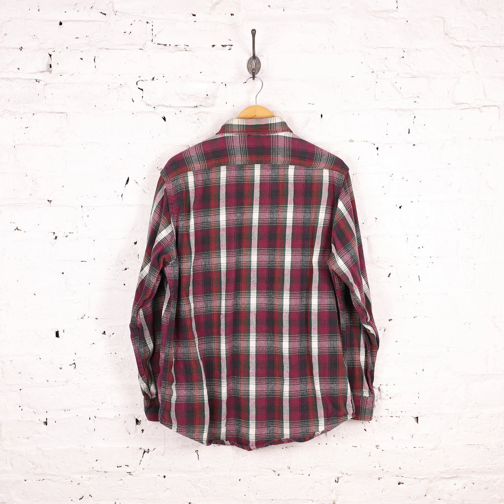 90s Check Flannel Shirt - Red - L