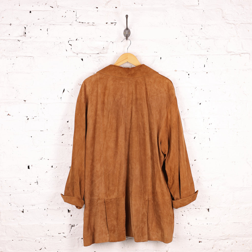 Women's Suede Trench Over Sized Jacket - Brown - Women's L