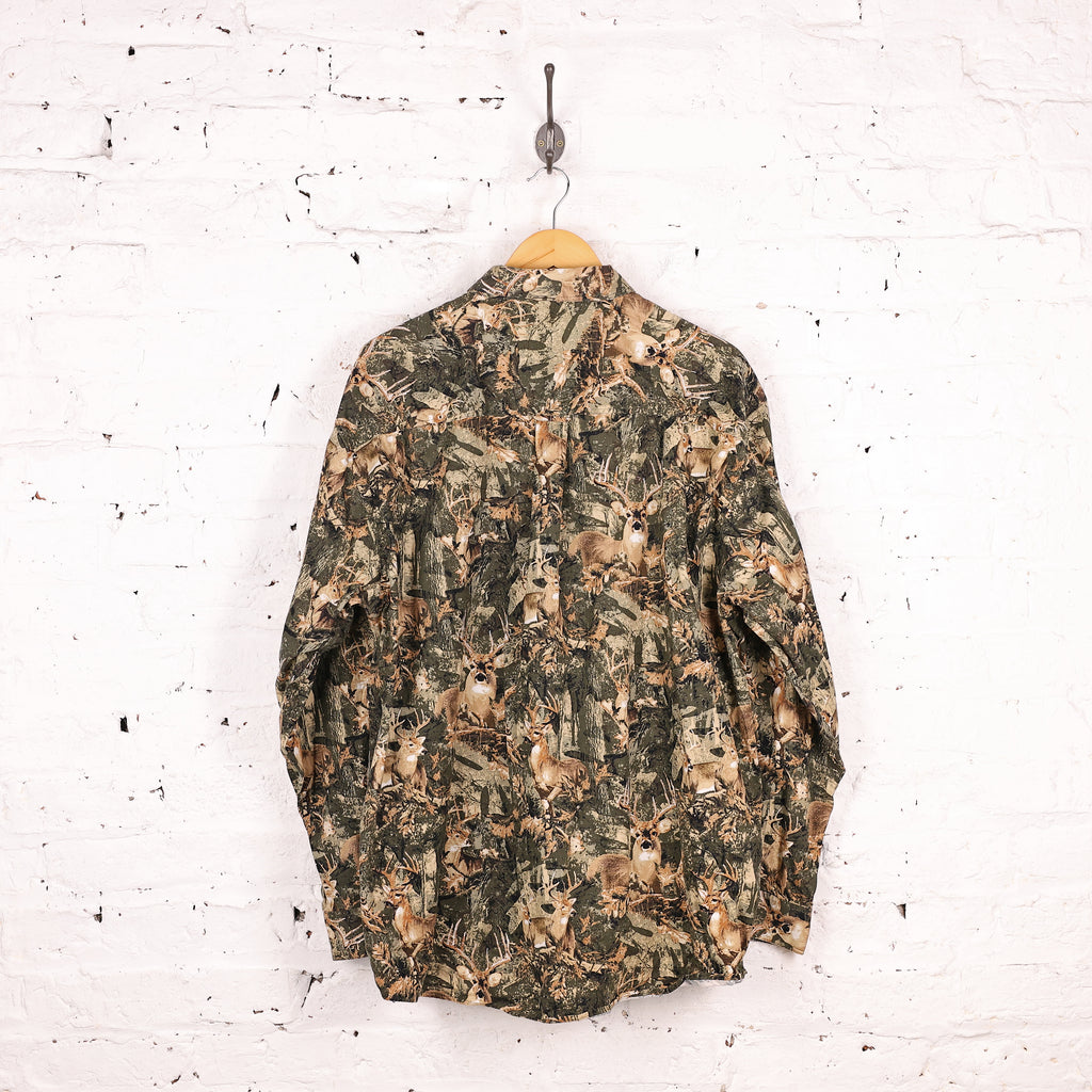 Woodland Stag Pattern Shirt - Green - XL