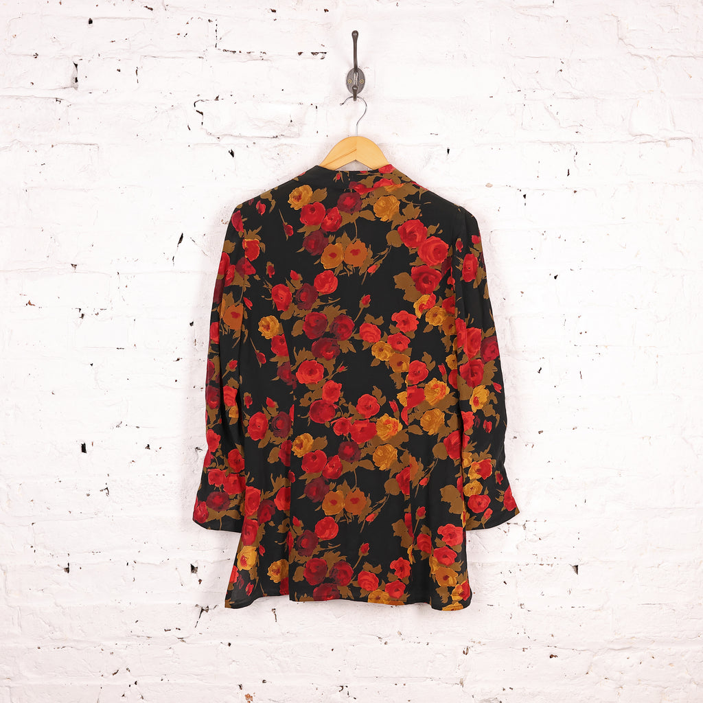 Women's Floral Print Blouse - Black - Women's M