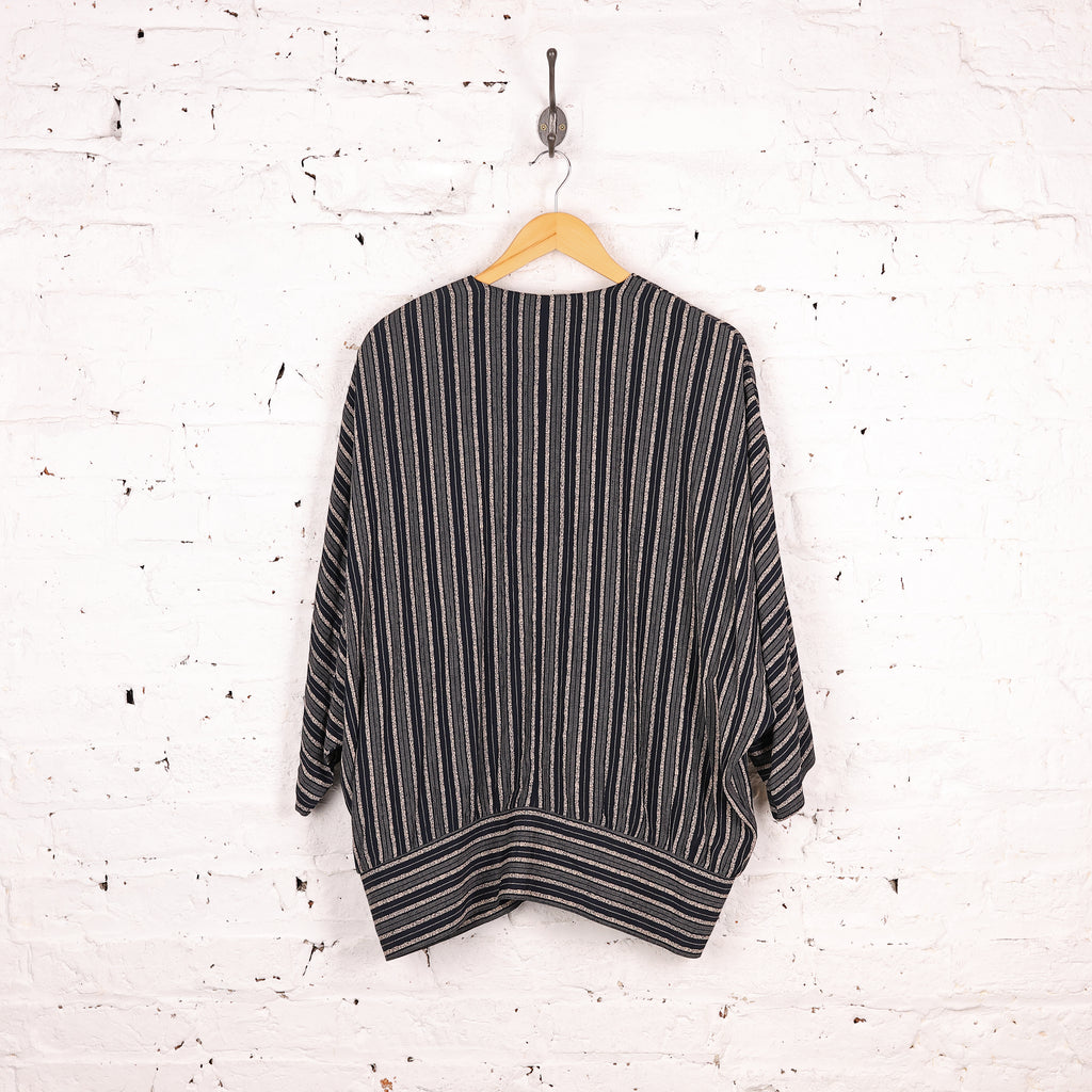 Women's Striped 90s Blouse - Blue - Women's XL