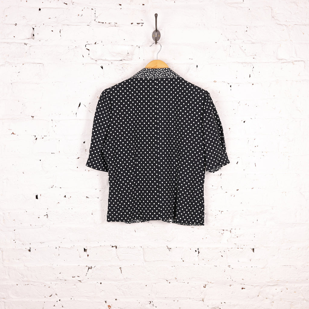 Women's Birds Print Cropped Blouse - Black - Women's S