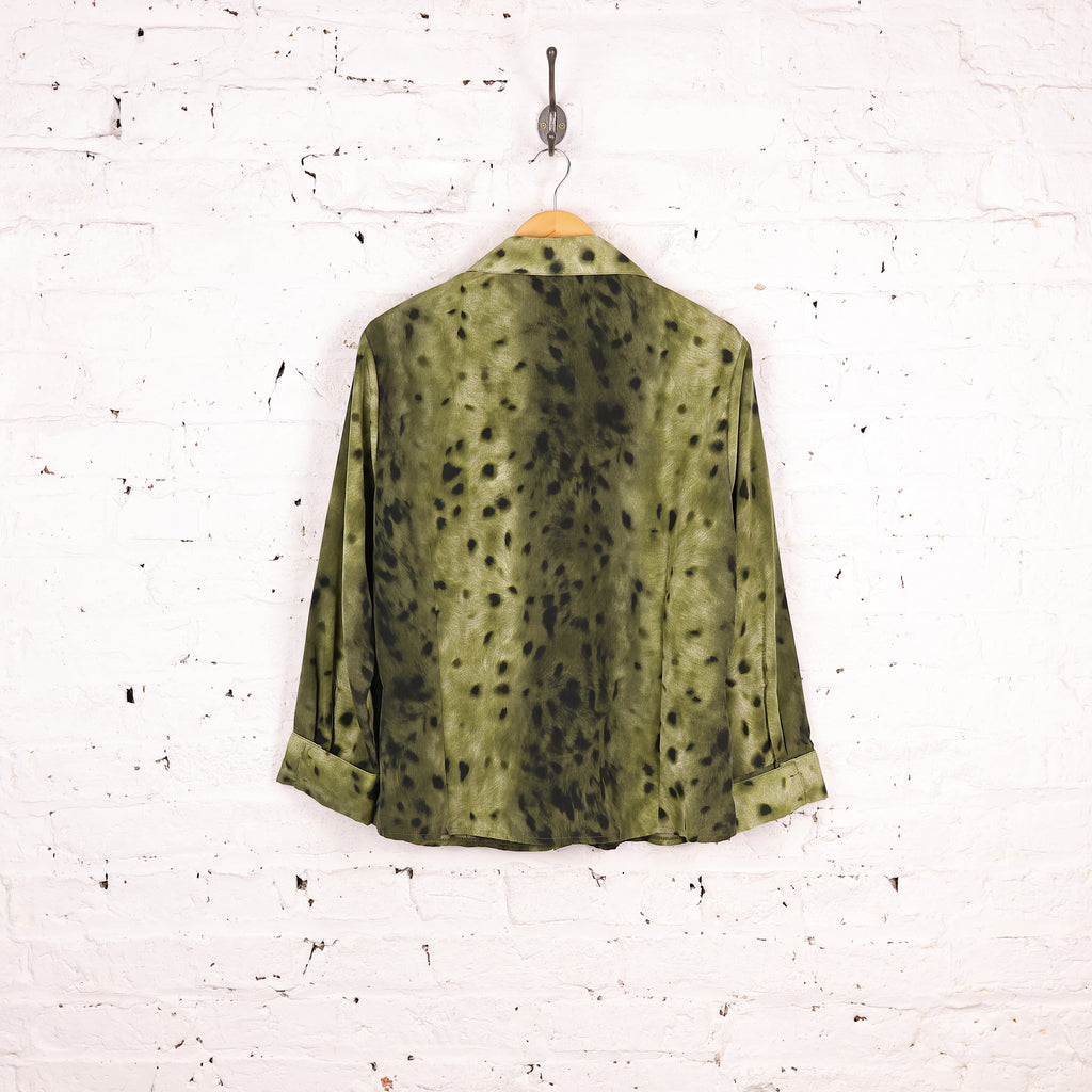 Women's Leopard Print 90s Blouse - Green - Women's M