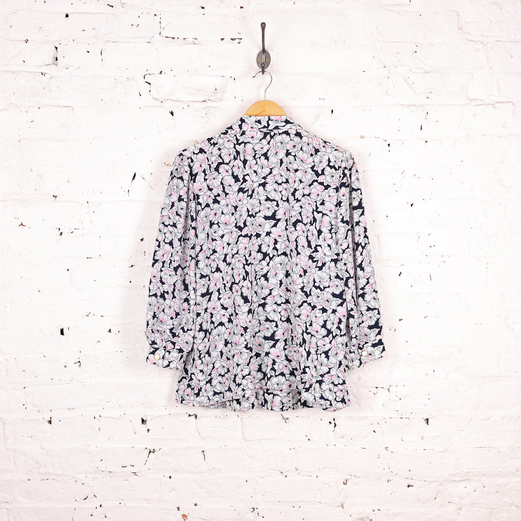 Women's Floral Print Blouse - Blue - Women's XL