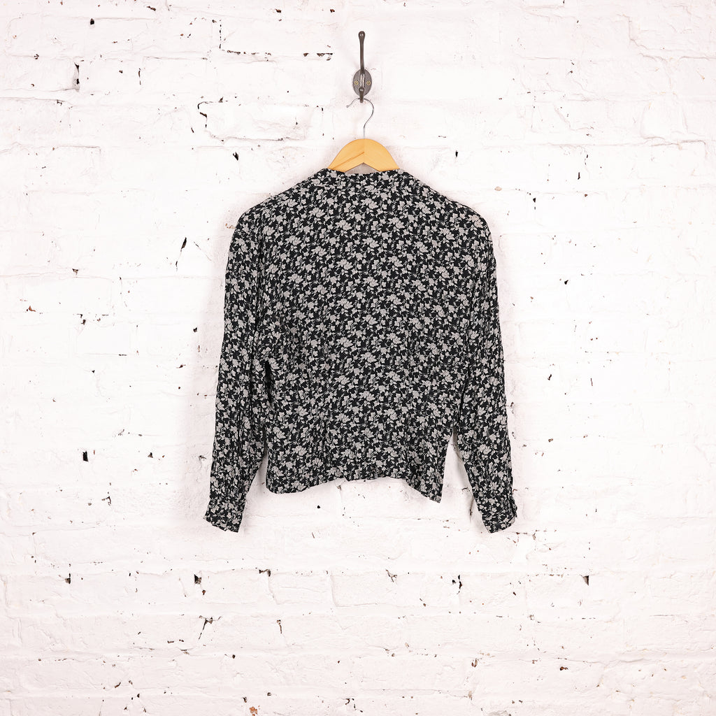 Women's Floral Print Blouse - Black - Women's S