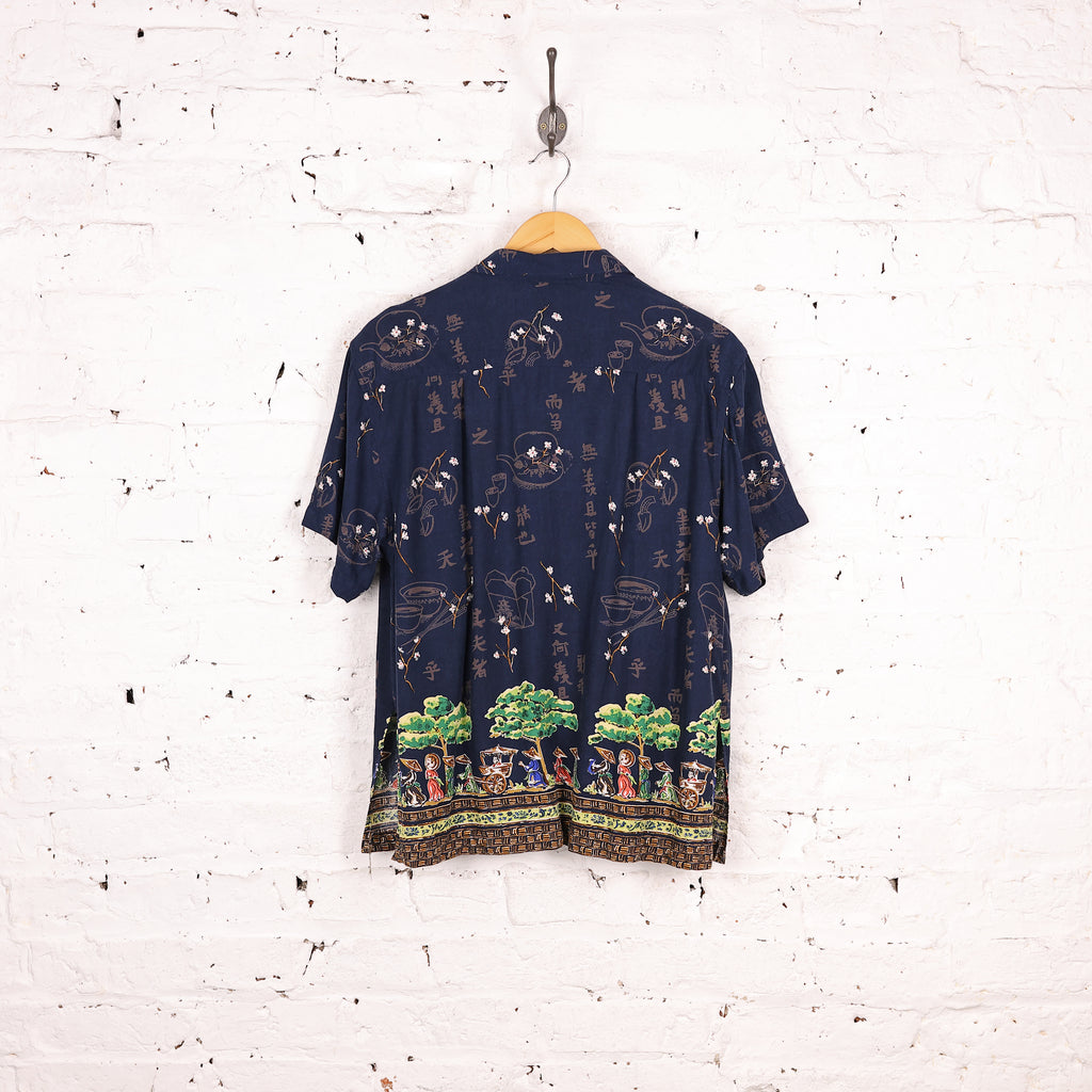 Women's Asian Print Blouse - Blue - Women's M