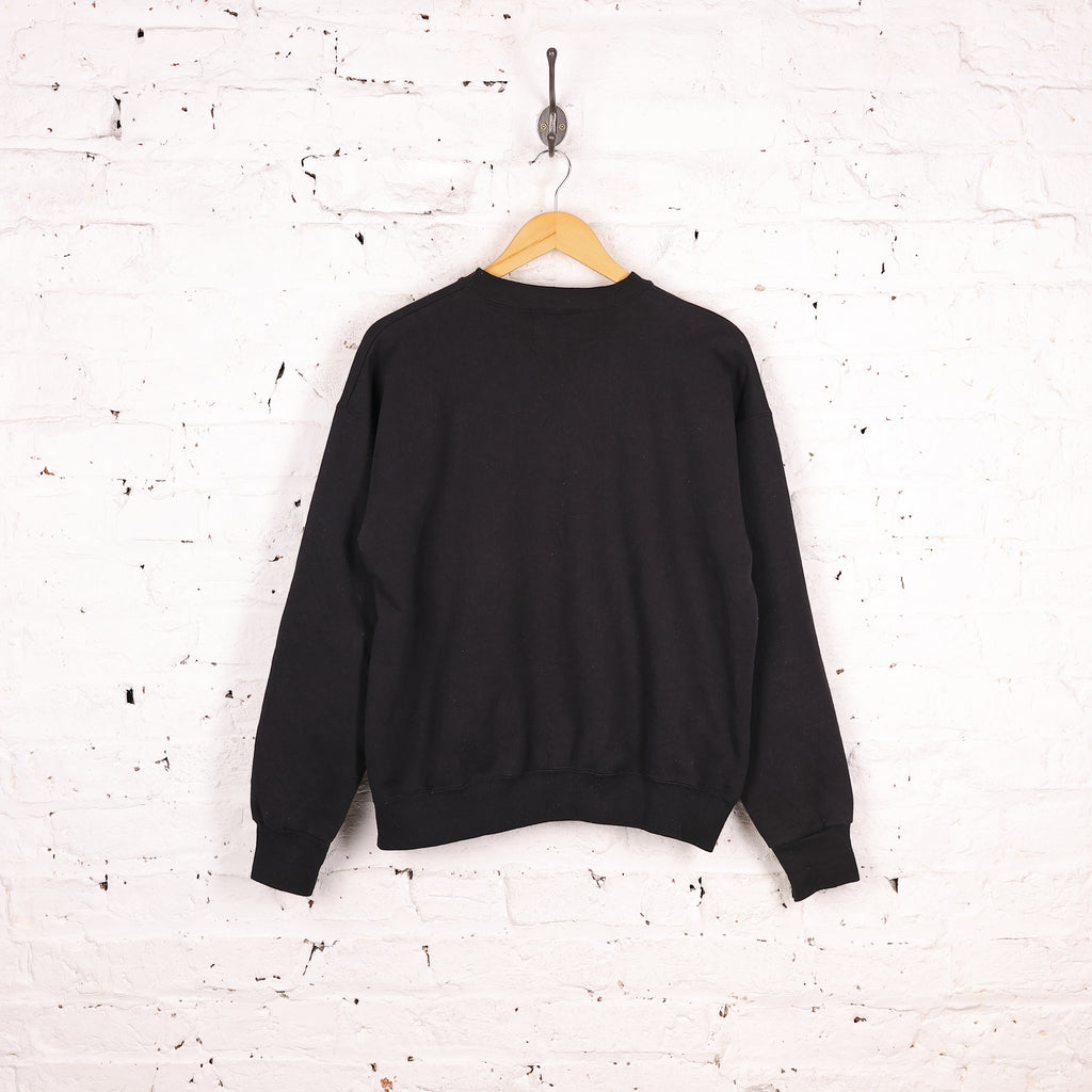 90s Spell Out Hawks American Sweatshirt - Black - L