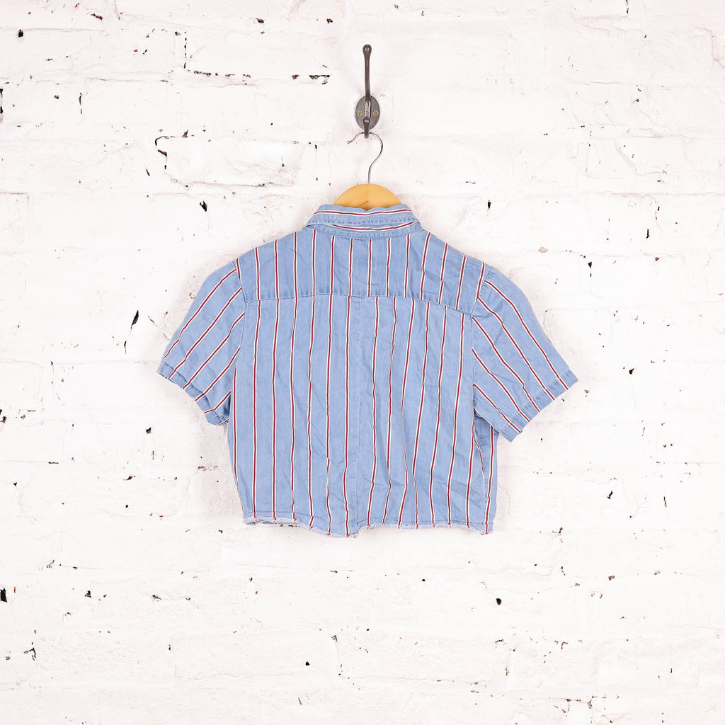 Women's Striped Dickies Cropped Blouse - Blue - Women's S