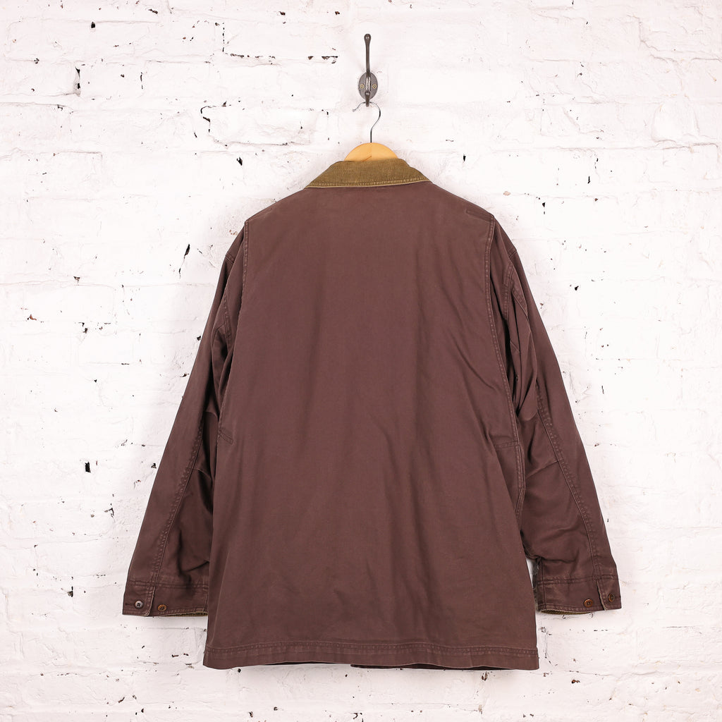 LL Bean Canvas Chore Barn Lined Jacket - Maroon - L